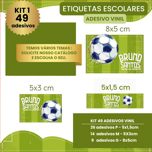 KIT 1 - ETIQUETAS ESCOLARES  - 49 ETIQUETAS