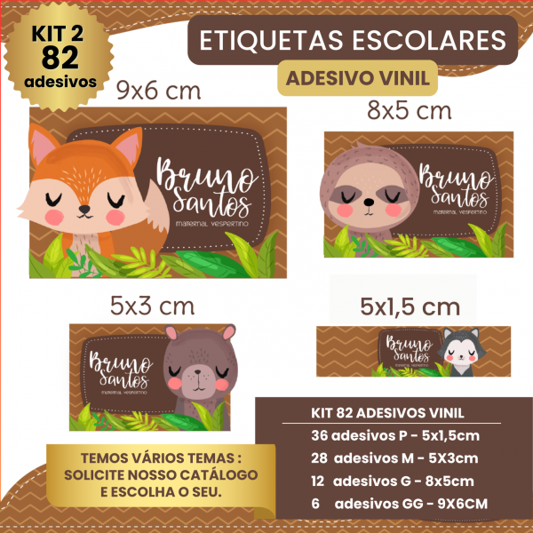 KIT 2 - ETIQUETAS ESCOLARES  - 82 ETIQUETAS