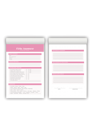 Bloco Anamnese Estética M1 Papel AP75g - 50 Folhas Tamanhos 9x14cm e 20x14cm Colorido ou P&B - Frente e Verso   