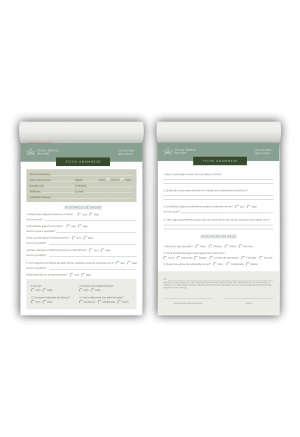 Bloco Anamnese Estética M2 Papel AP75g - 50 Folhas Tamanhos 9x14cm e 20x14cm Colorido ou P&B - Frente e Verso   