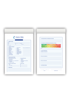 Bloco Anamnese Fisioterapia M1 Papel AP75g - 50 Folhas Tamanhos 9x14cm e 20x14cm Colorido ou P&B - Frente e Verso   