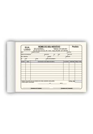 Bloco de Pedido M2 Papel AP75g - 50 Folhas Tamanhos 9x14cm e 20x14cm Colorido ou P&B   