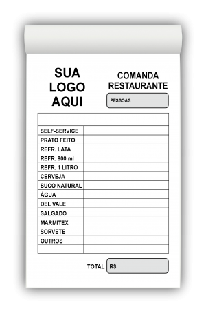 Comandas Bar M5 Papel AP75g Tamanho 14x9cm Colorido ou P&B   