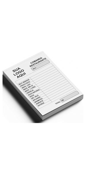 Comandas Bares e Restaurantes Papel AP75g Tamanho 10x7cm Colorido ou P&B   