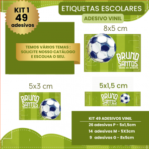 KIT 1 - ETIQUETAS ESCOLARES  - 49 ETIQUETAS Adesivo vinil a prova dágua Tamanhos P/M/G   Recortados - só destacar e colar 