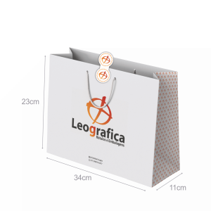 Kit 3 Essencial - 50 Sacola SL07 + 50 Lacres Papel offset 180g Tamanho sacola 34X23X11cm Sacola branca com com logo colorida ou 1 cor   Indicado: Perfumes, roupas, cosméticos, lingerie, moda fitness, velas aromáticas, artesanatos e outros.