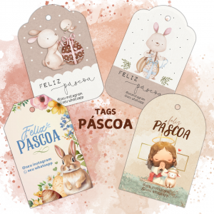 Tags de Páscoa - 30un Papel Fotografico Glossy Tamanho 8x5cm    